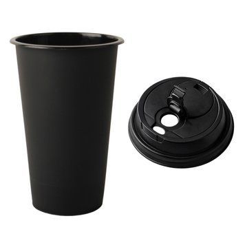 Комплект стакани 600мл+кришки для Bubble Tea (25шт) чорні LFBTB360 фото