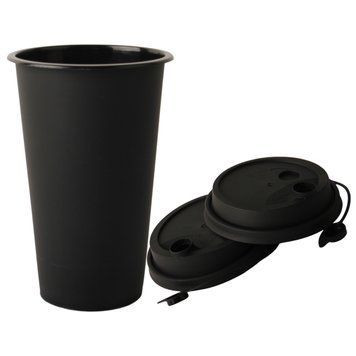 Комплект стакани 600мл+кришки для Bubble Tea (25шт) чорні LFBTB2-360 фото