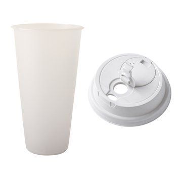 Комплект стакани 500мл+кришки для Bubble Tea (25шт) білі LFBTW360 фото