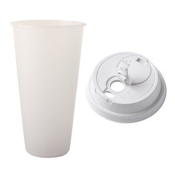 Комплект стакани 600мл+кришки для Bubble Tea (25шт) білі LFBTW360 фото